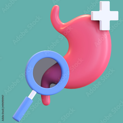 stomach health medical checkup icon 3d illustration render