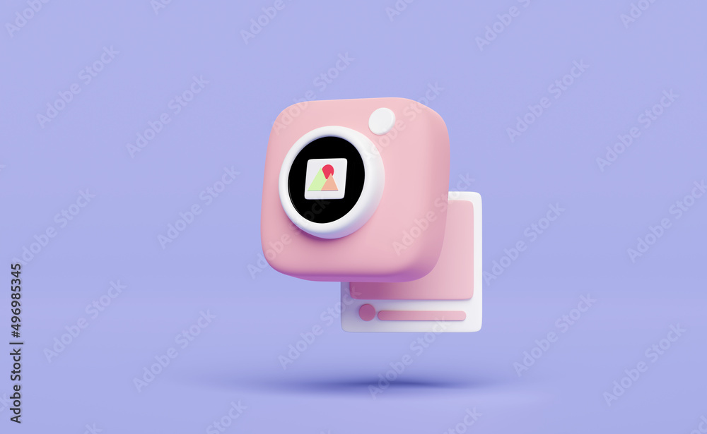 3d pink photo camera icon isolated on purple background. minimal concept, 3d illustration or 3d render 3d pink photo camera icon isolated on purple background. minimal concept, 3d illustration or 3d render