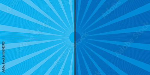 二分割された2色使いの集中線、放射線の背景イラスト　バックグラウンドバナー