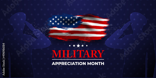 National Military Appreciation Month is celebrated every year in May, Poster, card, banner and background. Vector illustration