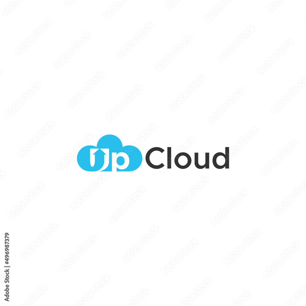 Stylized cloud and an arrow. Up and cloud logo design Stylized cloud and an arrow. Up and cloud logo design