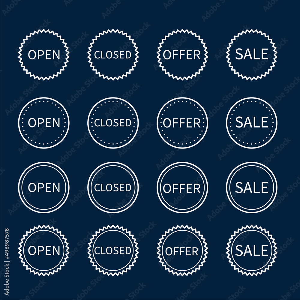 open offer sale icon set monoline vector