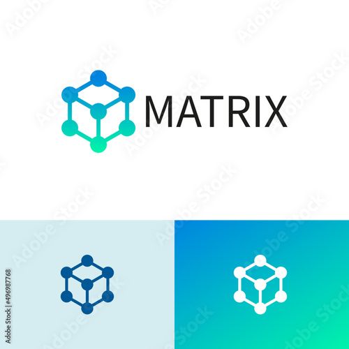 Connect polygon blockchain logo design concept. Tech company brand logomark illustration. Can representing exchange, fintech, vpn, protect.