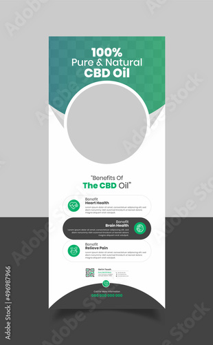 Hemp oil product or CBD oil rollup banner template design