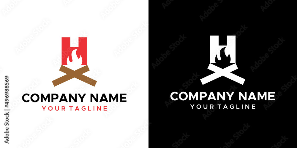 graphic image of the firebox themed from the letter H. on a black and ...