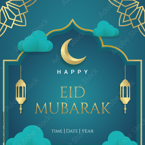 Happy eid mubarak festival greeting card
