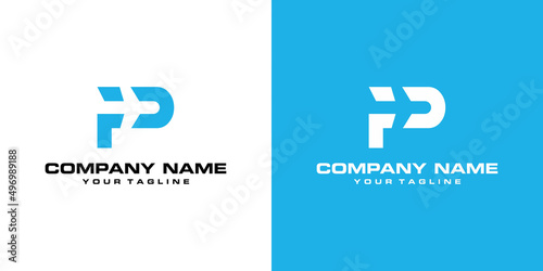 airplane themed graphic image of negative space P. on a white and blue background. basic vector graphics.