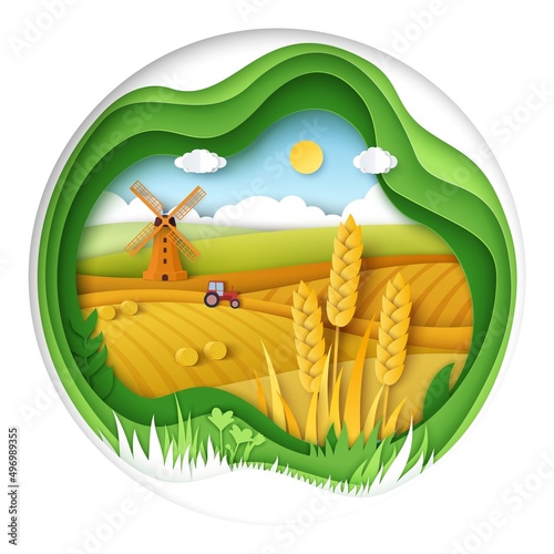 Farm ranch logo paper cut style vector