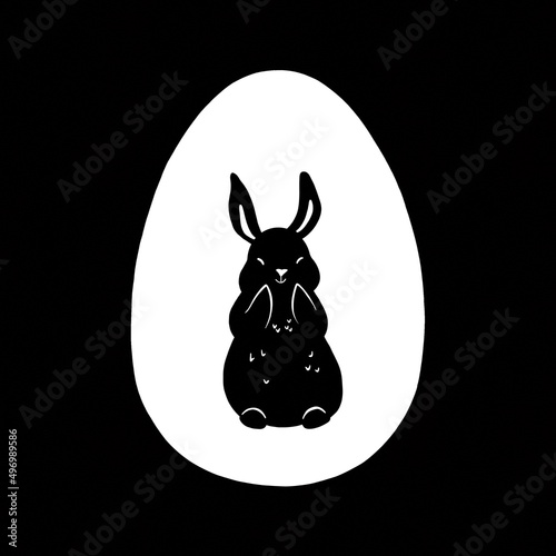 The silhouette of the Easter bunny. A rabbit in an egg. Hare, rabbit pattern