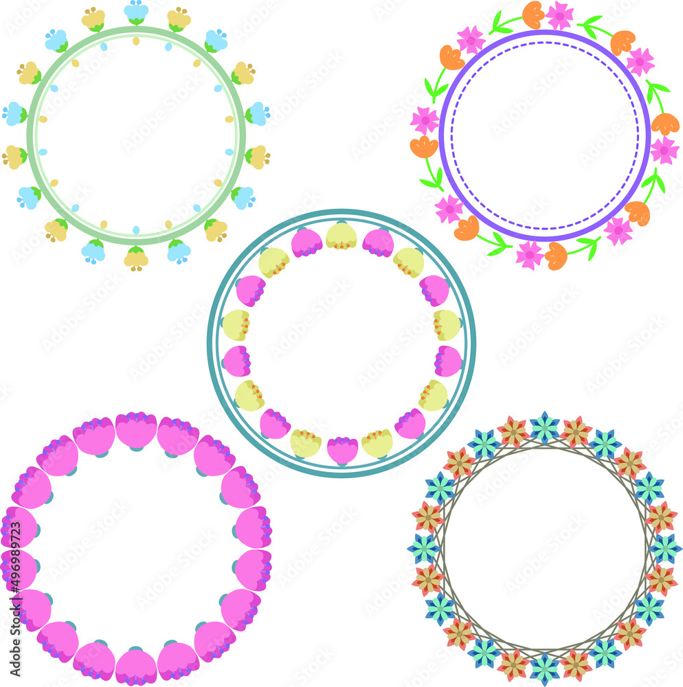 Beautiful flower pattern circular frame design, Border element with flower creation. Beautiful flower pattern circular frame design, Border element with flower creation.