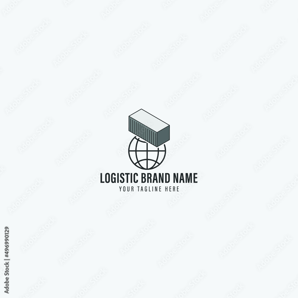 Logistics and delivery, around the earth rotates the cardboard box, logo template. Moving box, fast box and fast delivery goods, vector design. Shipping and shipment express service, illustration