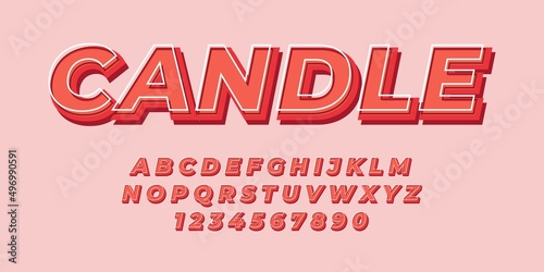 red candle text alphabet font effect with flat color