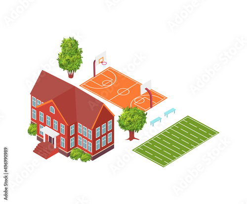 School Isometric Illustration
