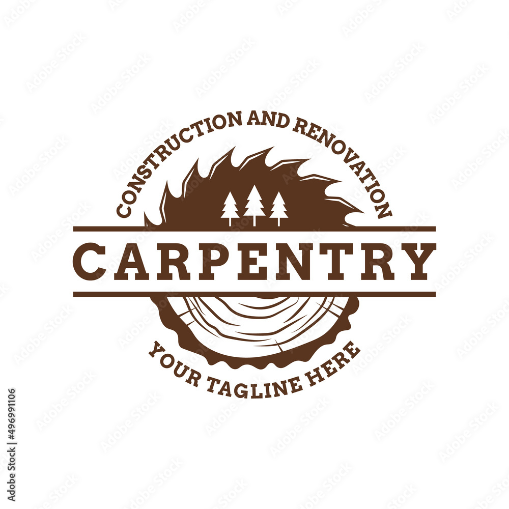 Carpentry logo design unique, carpentry logo vector illustration design inspiration