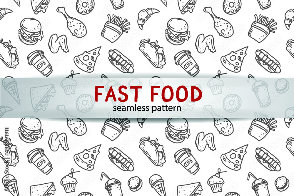beautiful hand drawn fast food seamless pattern beautiful hand drawn fast food seamless pattern