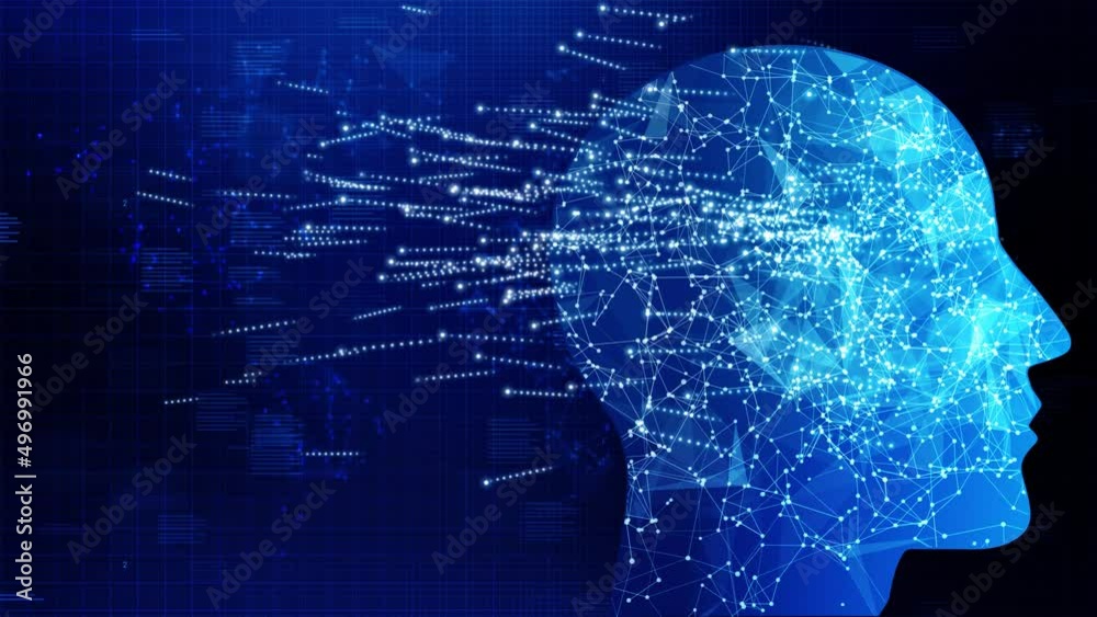 Artificial intelligence AI face network Ai line circuit technology Data Transfer 5g network background. human face. Technology web. Virtual concept. Business, internet and networking concept.