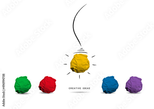Creative idea colorful crumpled paper balls, vector illustration