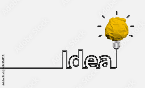 Creative light bulb idea and crumpled paper ball design, Vector illustration