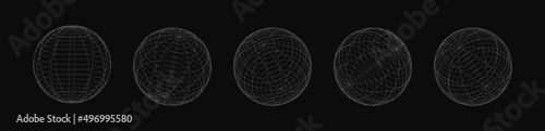 Abstract retro wireframe shapes. Set of 3d retrofuturistic shapes.