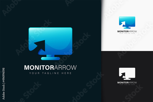 Monitor arrow logo design with gradient