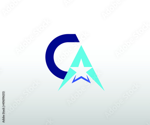 CA letter with star symbol vector design, CA logo