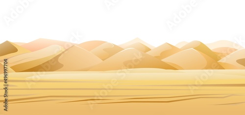 Hot desert.Landscape of southern countryside. Cool cartoon style. Isolated on white background. Vector