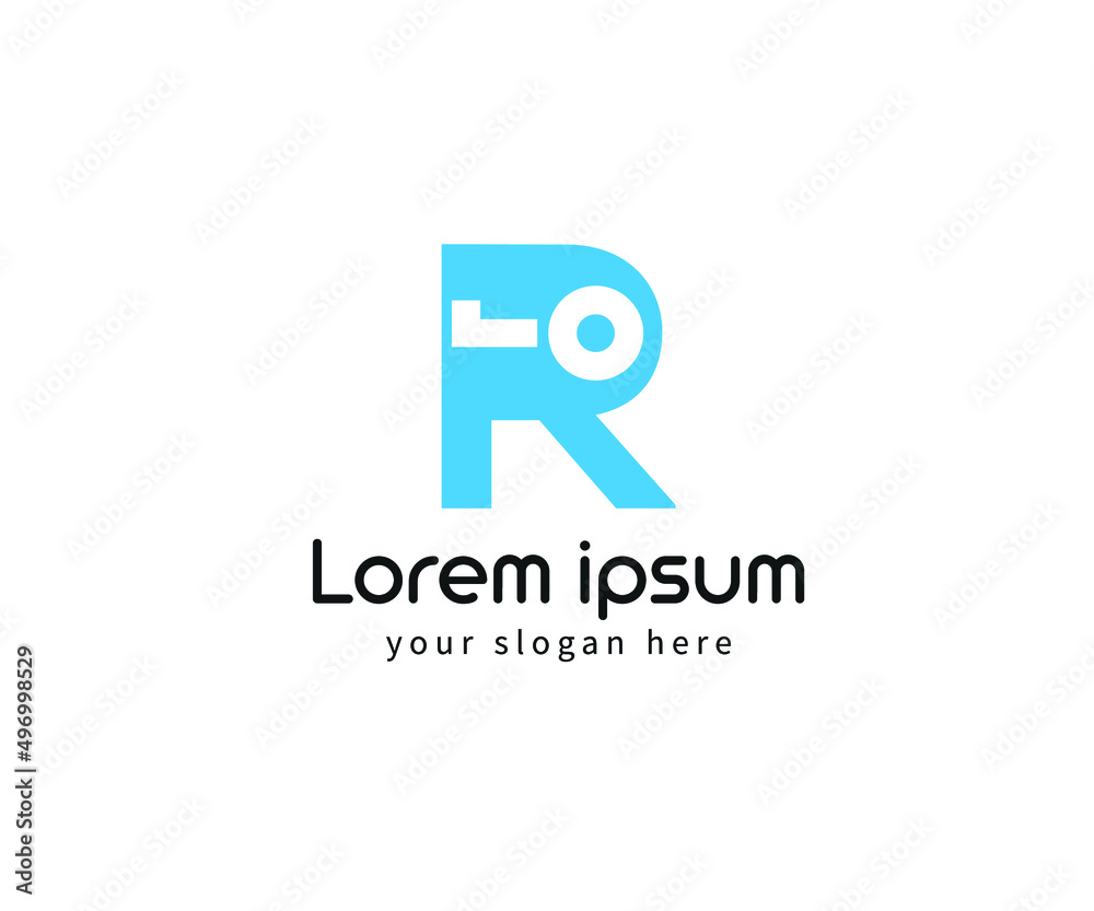 Key with letter R logo design Key with letter R logo design