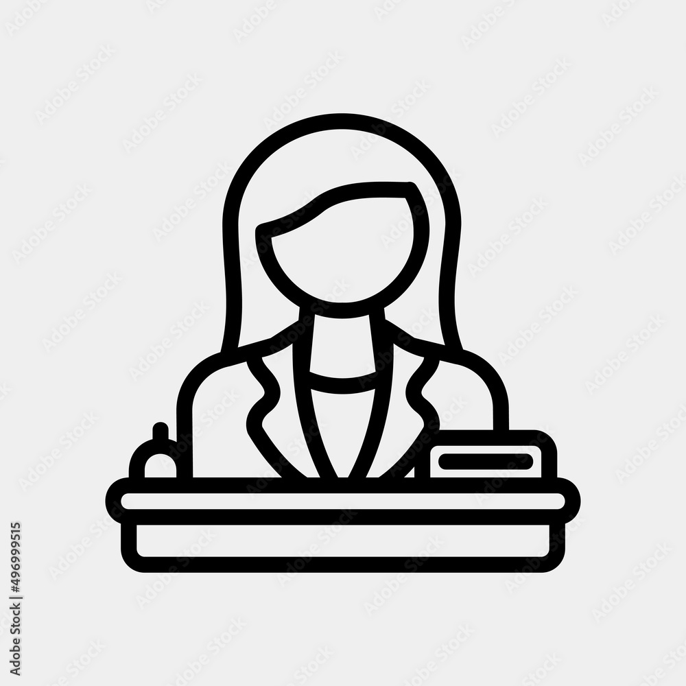 Receptionist icon in line style, use for website mobile app presentation Receptionist icon in line style, use for website mobile app presentation