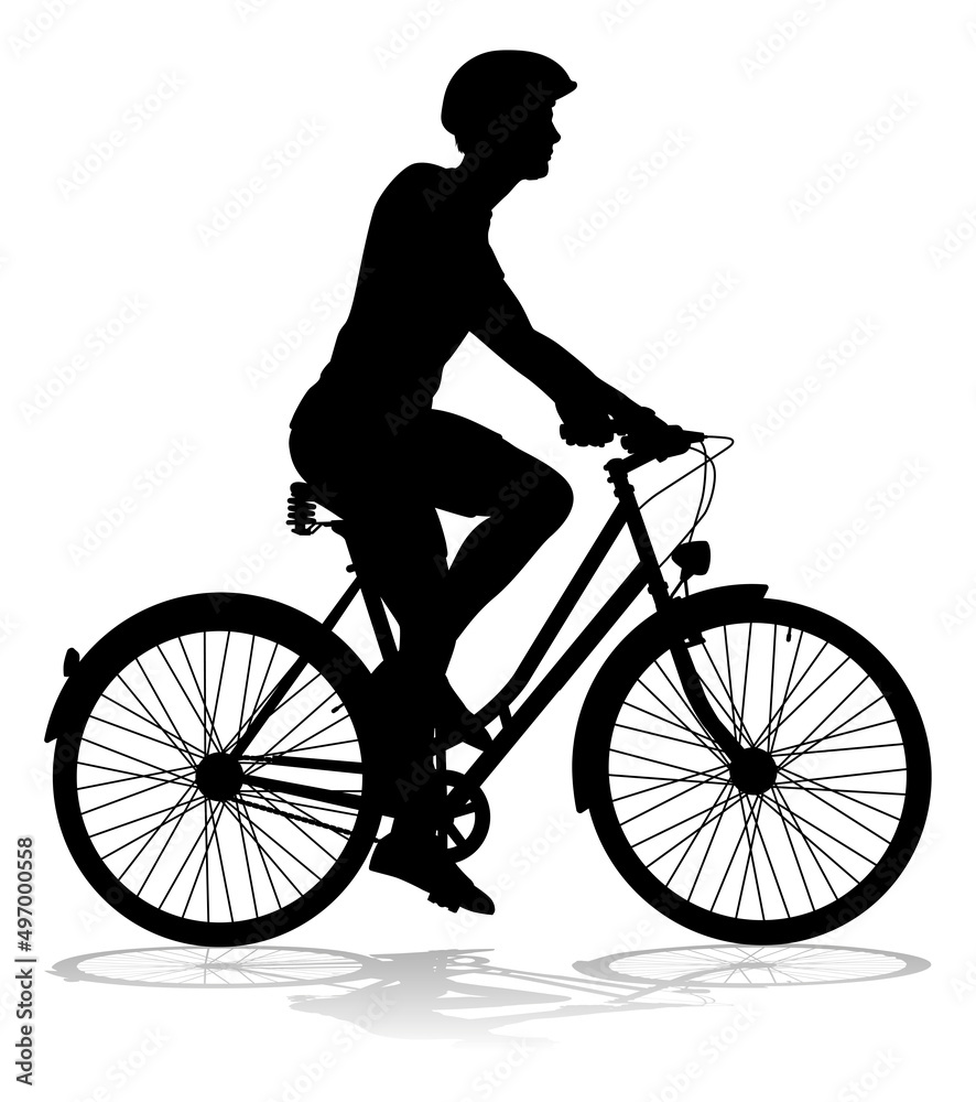 Bike and Bicyclist Silhouette Bike and Bicyclist Silhouette