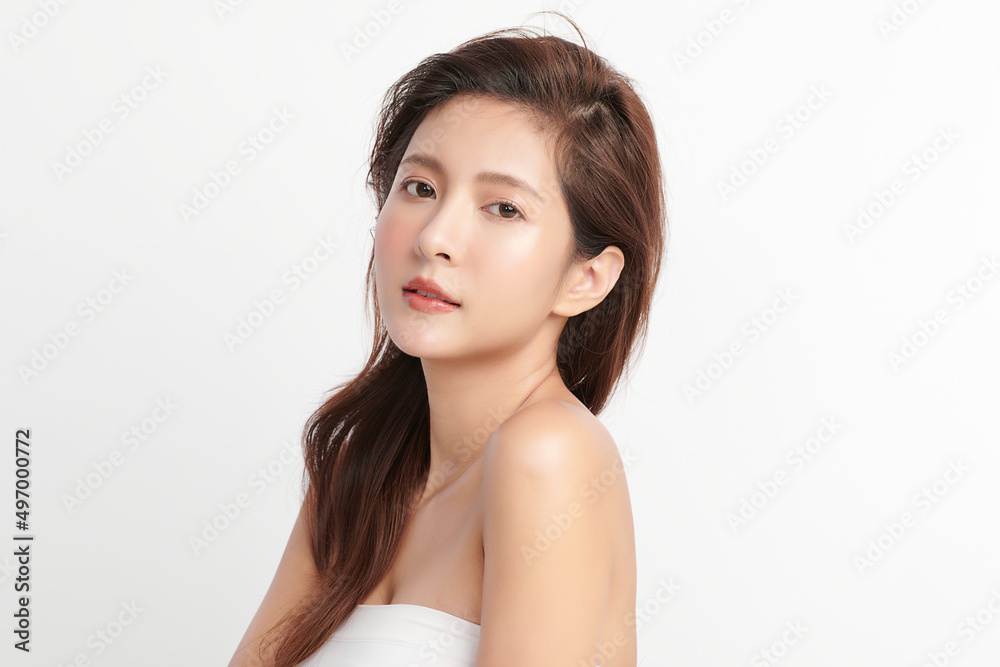 Beautiful young asian woman with clean fresh skin on white background, Face care, Facial treatment, Cosmetology, beauty and spa, Asian women portrait. Beautiful young asian woman with clean fresh skin on white background, Face care, Facial treatment, Cosmetology, beauty and spa, Asian women portrait.