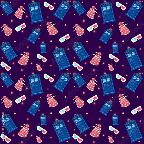 Fotografie Seamless pattern with police box