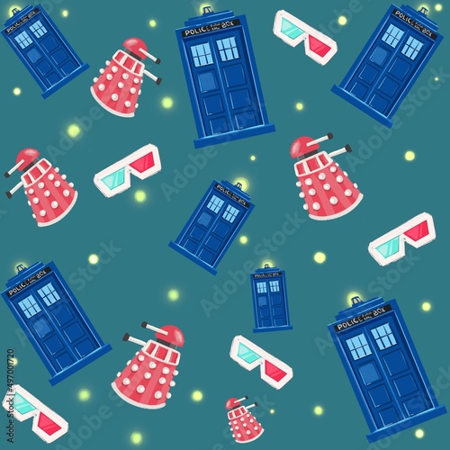Fotografie Seamless pattern with police box
