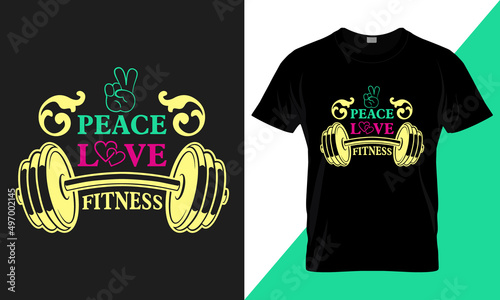peace love fitness. best-selling typography vector t-shirt design fully editable and printable. 