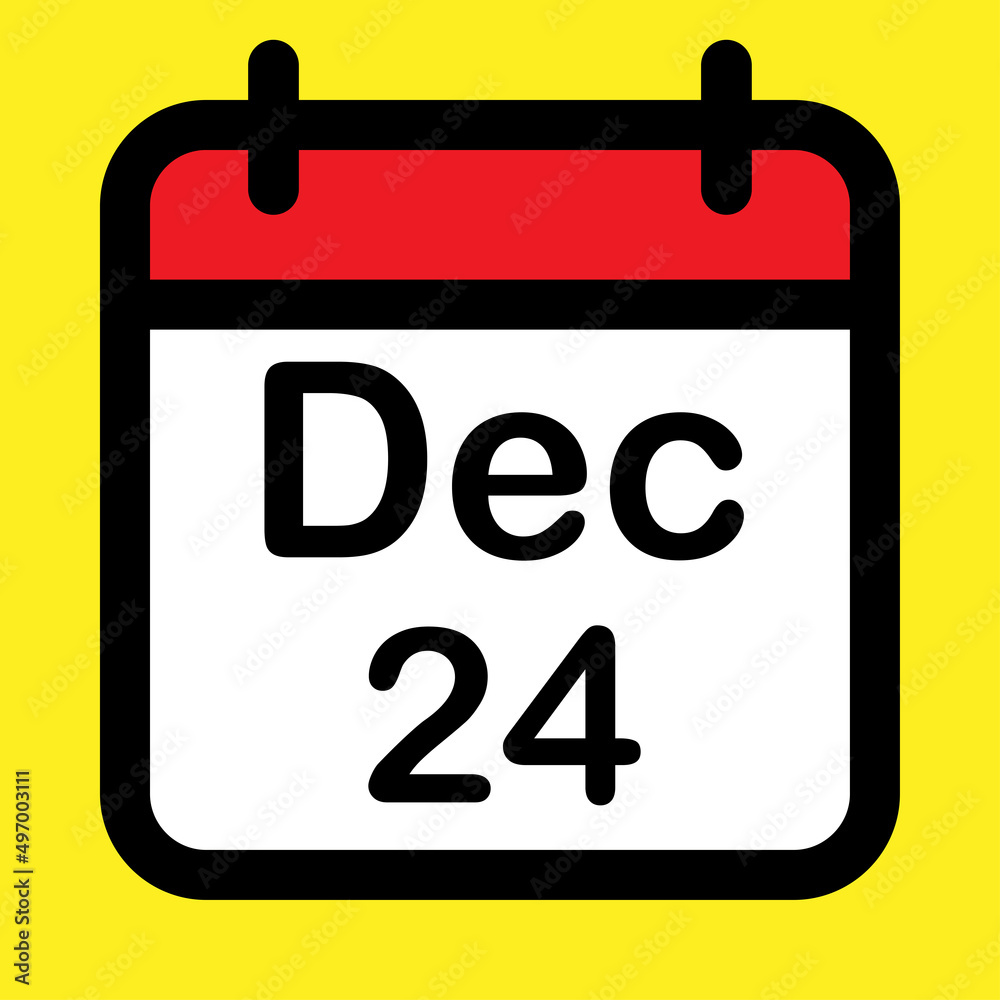 Calendar icon twenty fourth December Calendar icon twenty fourth December