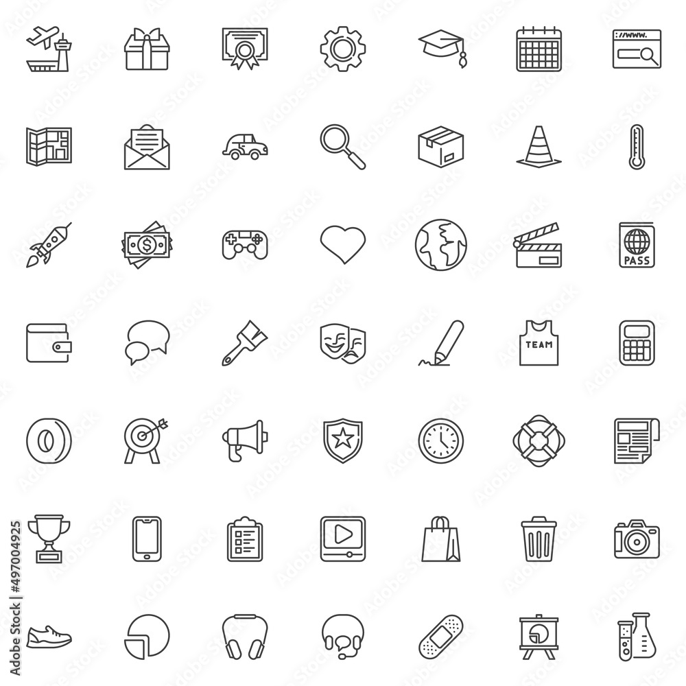 Basic ui line icons set Basic ui line icons set