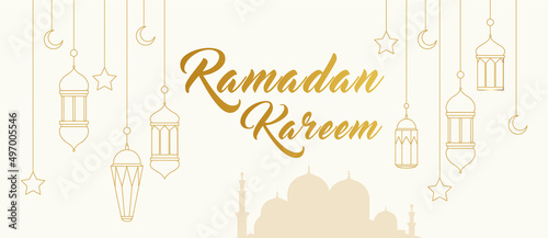 Arabic traditional Ramadan Kareem eastern lanterns garland. 