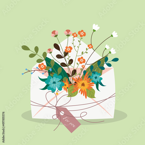 An envelope with flowers for your vector illustration.