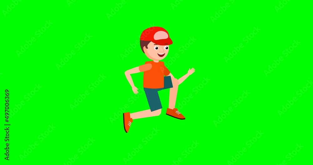 boy running with a kite in his hand in the field 2d animation boy running with a kite in his hand in the field 2d animation