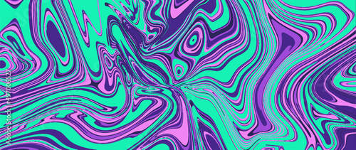 Abstract gradient fluid art background. Modern illustration wallpaper with purple and green colors dynamic wave texture. Liquid hand drawn design for banner, business, ads, wall art, decoration.