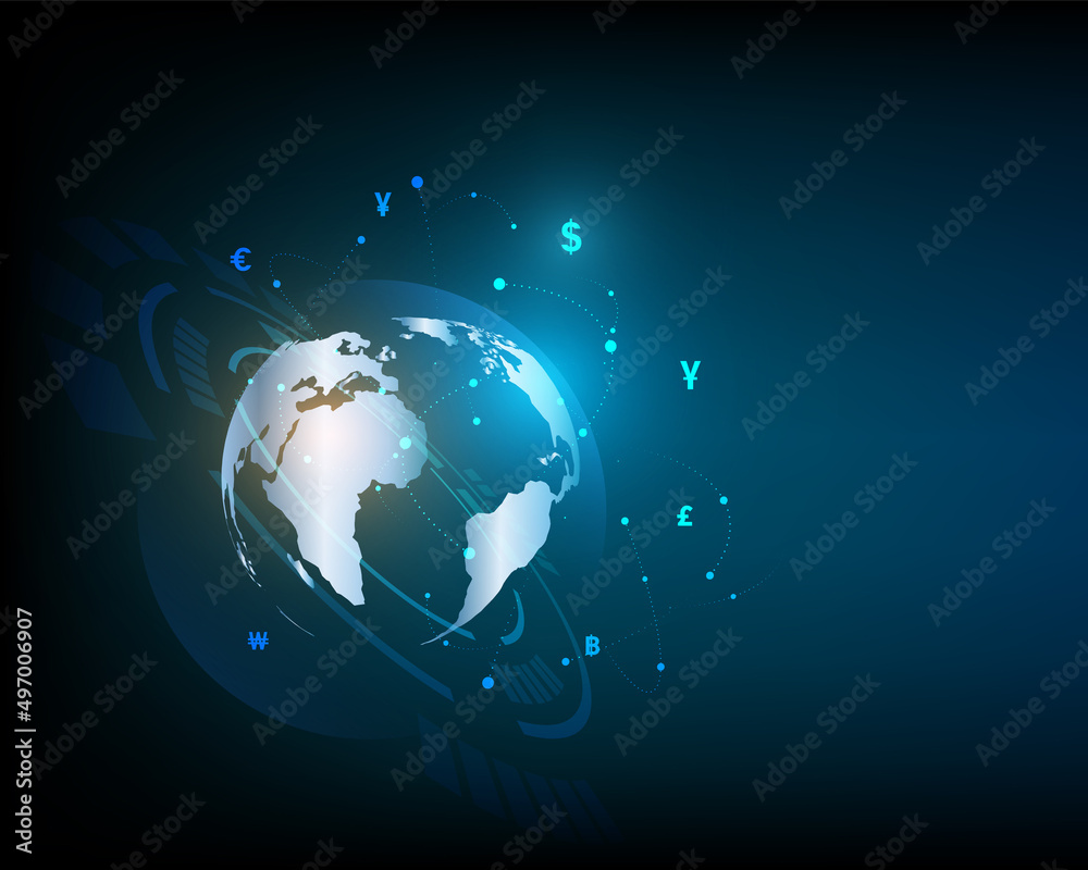 Fototapeta premium Currency exchange technology Blue
