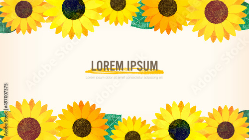 frame with sunflowers, aspect ratio 16:9