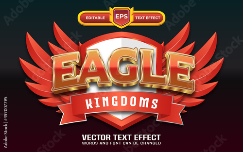 Eagle kingdom 3d game logo with editable text effect