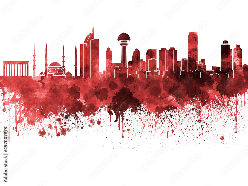 Ankara skyline in watercolor on white background Ankara skyline in watercolor on white background