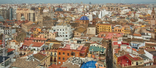 Panoramic view of old town of Valencia from the tower Miguelete of Valencia Cathedral,Spain,Europe 