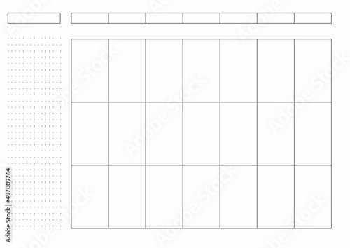 Weekly planner blank A4 horizontal 