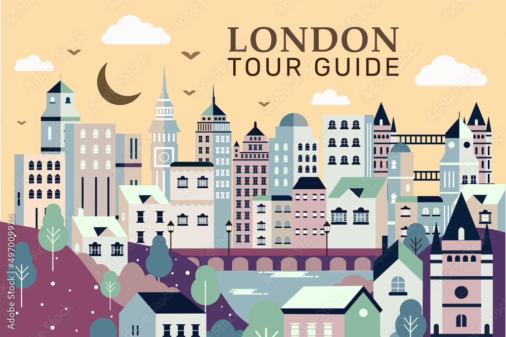 Vector illustration of city in London, flat design concept
