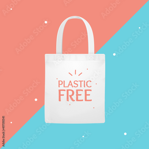 Realistic Detailed 3d Tote Bag Plastic Free Concept. Vector