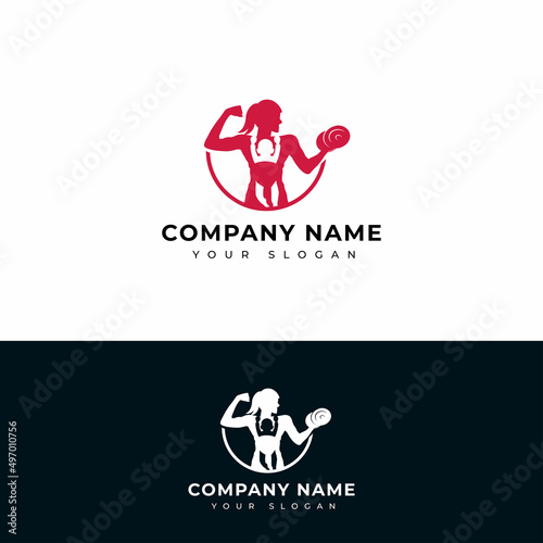 Super mom logo vector design template