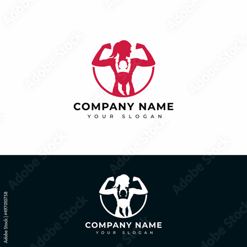 Super mom logo vector design template