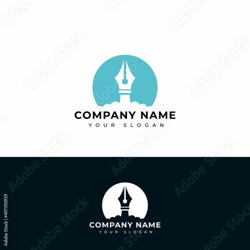 Rocket pen logo vector design